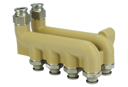 Cooling manifold printed with high performance polymers